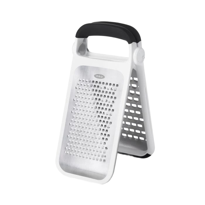Foldable stainless steel grater with soft black handle for Kitchenware and Kitchen Gadgets collections