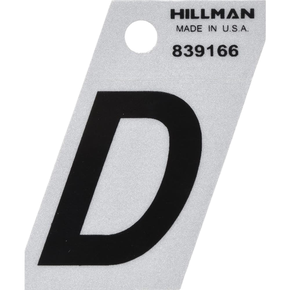 Reflective black and silver Mylar adhesive letter D sticker for hardware and home improvement projects under $50 collections