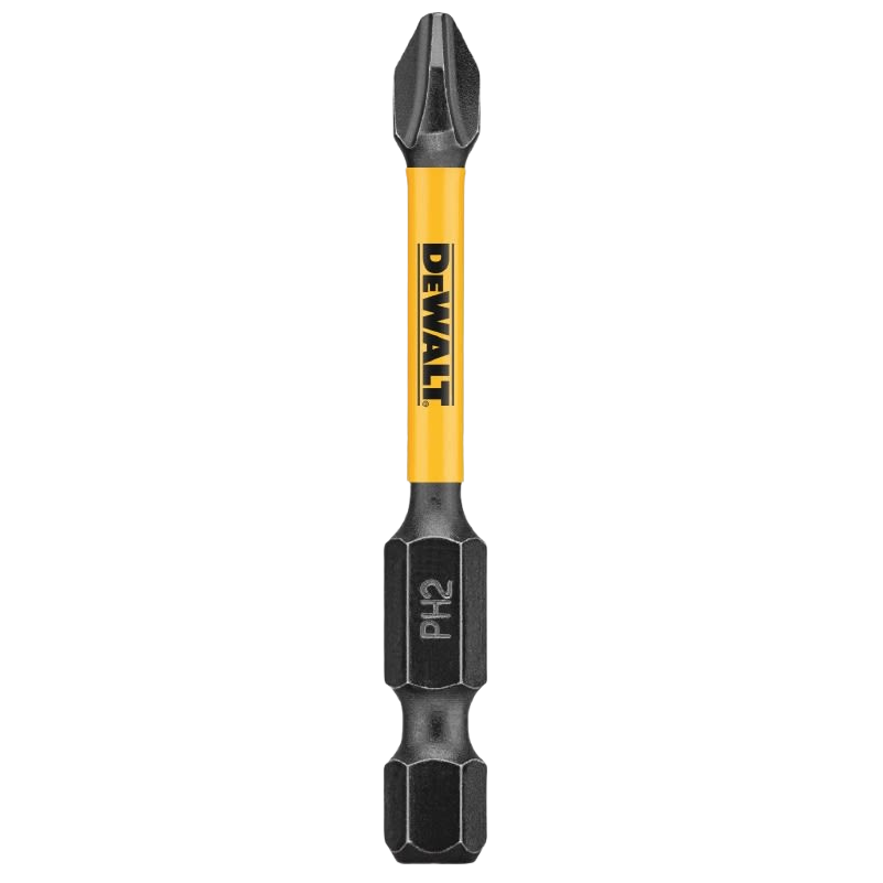 Durable impact-rated screwdriving bit with yellow shaft, suitable for power tool accessories and home improvement tasks