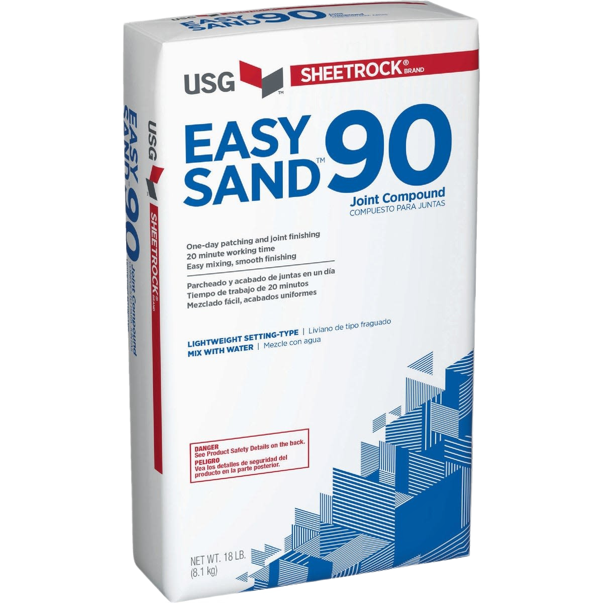 Sheetrock Easy Sand 90 Lightweight Setting Type Drywall Joint Compound, 18 lb