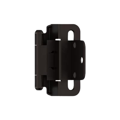 Oil-rubbed bronze partial wrap cabinet hinge with self-closing feature for furniture hardware and home improvement