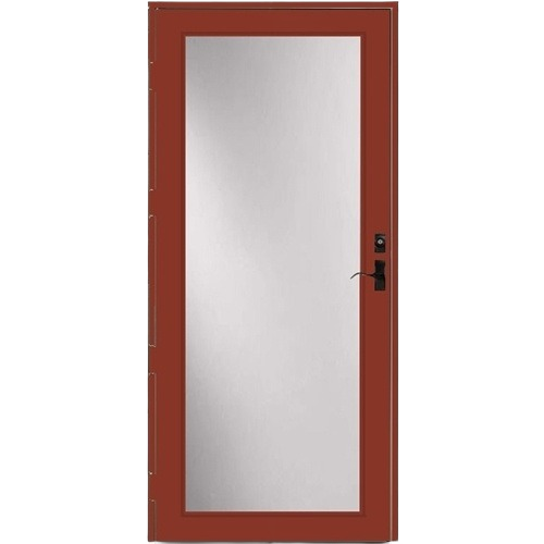 Fullview storm door with mountain berry frame and black hardware for home improvement and entryway upgrade