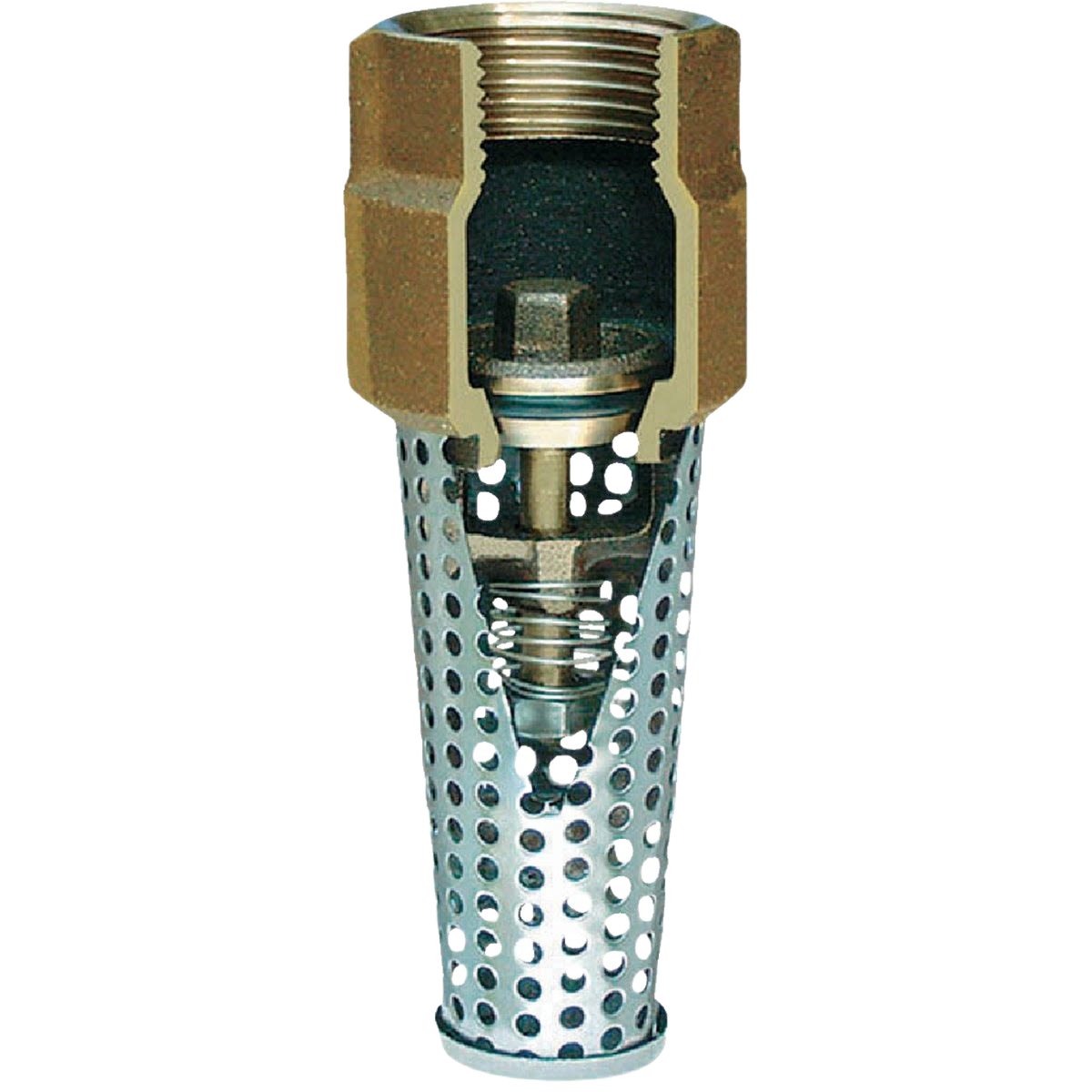 Lead-free silicon bronze foot valve with perforated screen for water flow control in home improvement projects