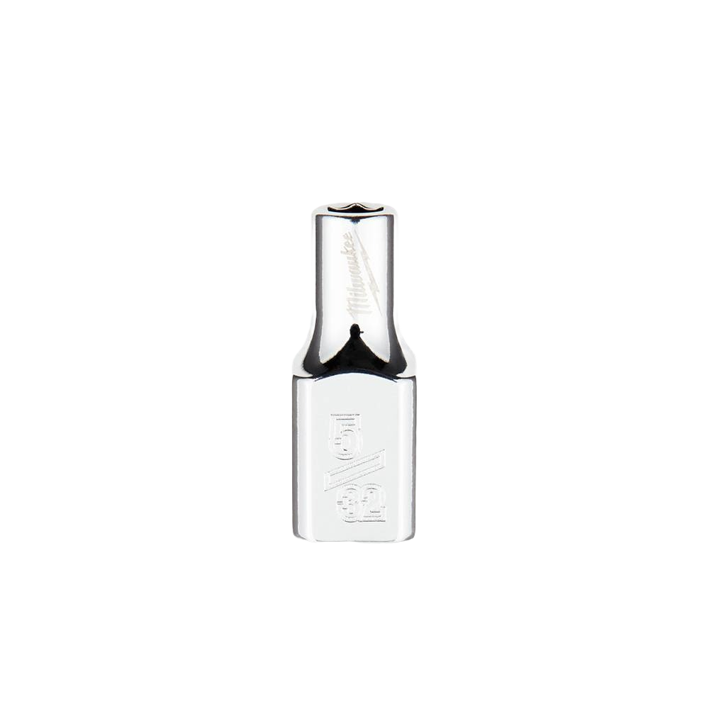 Chrome-finished 5/32 inch 6-point socket with FOUR FLAT™ sides for use with 1/4 inch drive home improvement tools