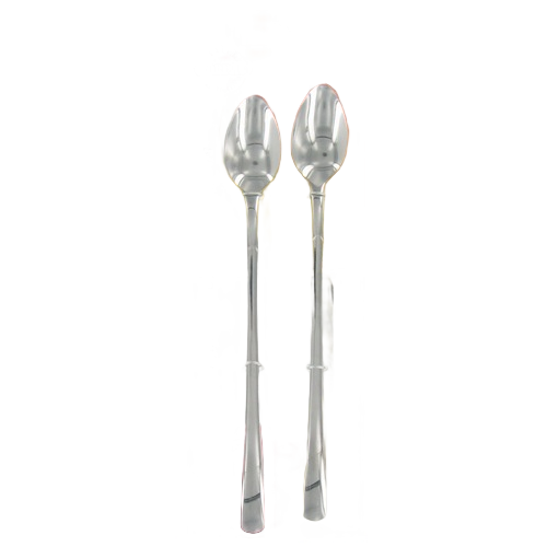 Pair of 8-inch stainless steel spoons with long handles for stirring cold drinks in kitchen utensil and gadget collections
