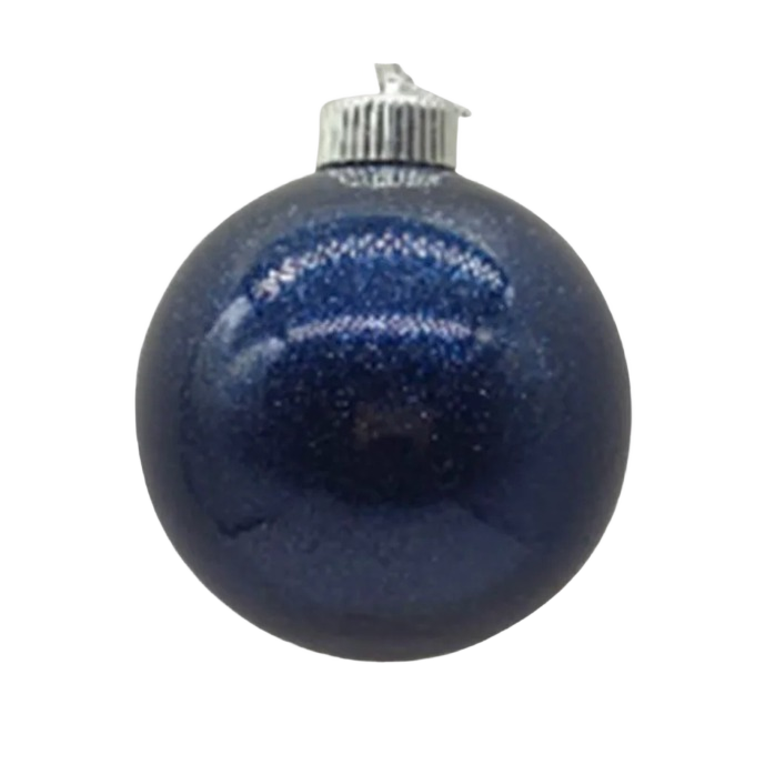 Single blue glitter plastic ornament with silver cap for Christmas tree decoration under $50 collection