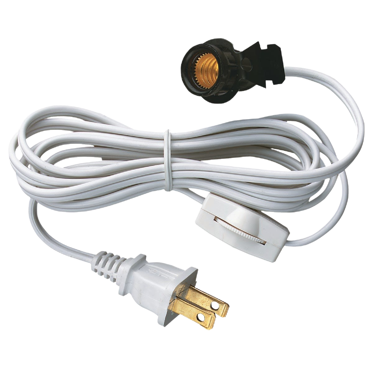 White lamp cord with switch and two-prong plug for lighting and electrical home improvement projects under $50 collections