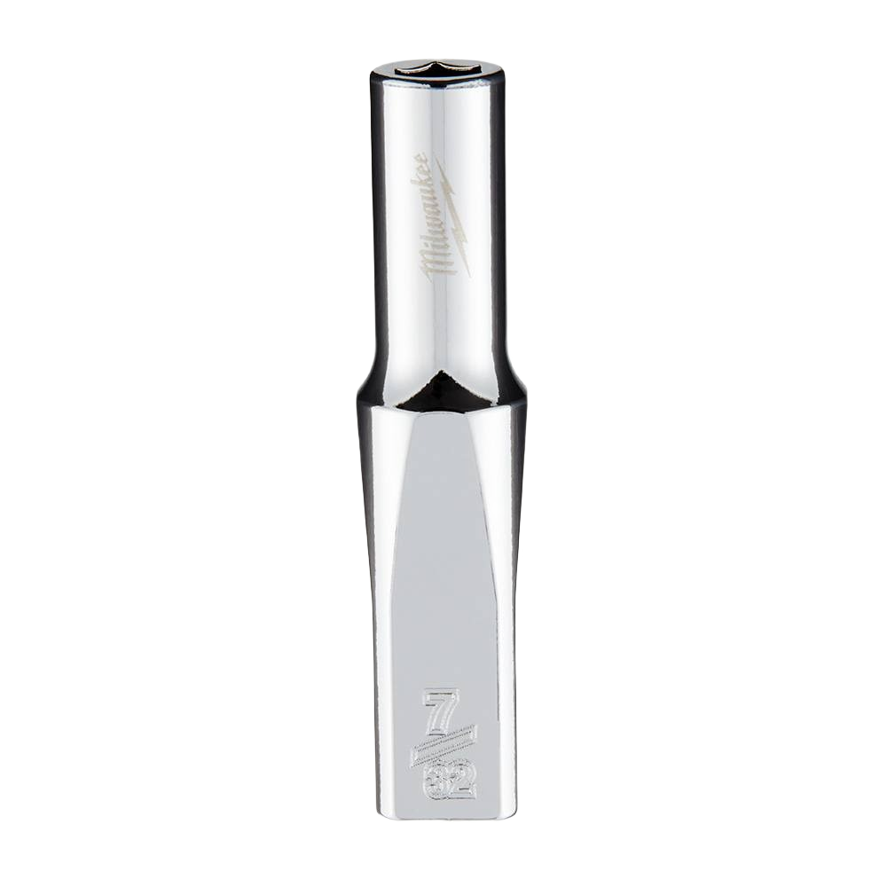 Polished metal deep socket with 6-point design and anti-roll sides in Milwaukee Hand Tools and Sockets collections