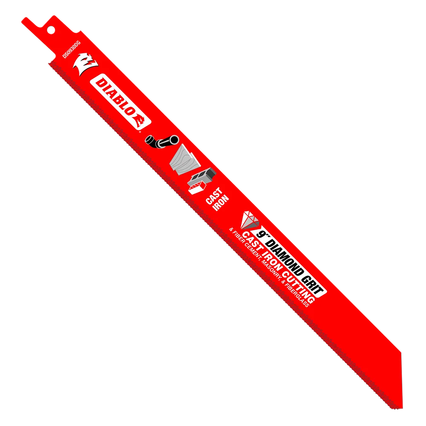 Red reciprocating saw blade with diamond grit for cast iron cutting in power tool accessories under $50 collection