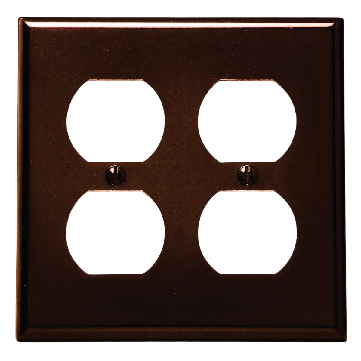 Brown smooth plastic double-gang outlet wall plate designed for electrical and home improvement projects