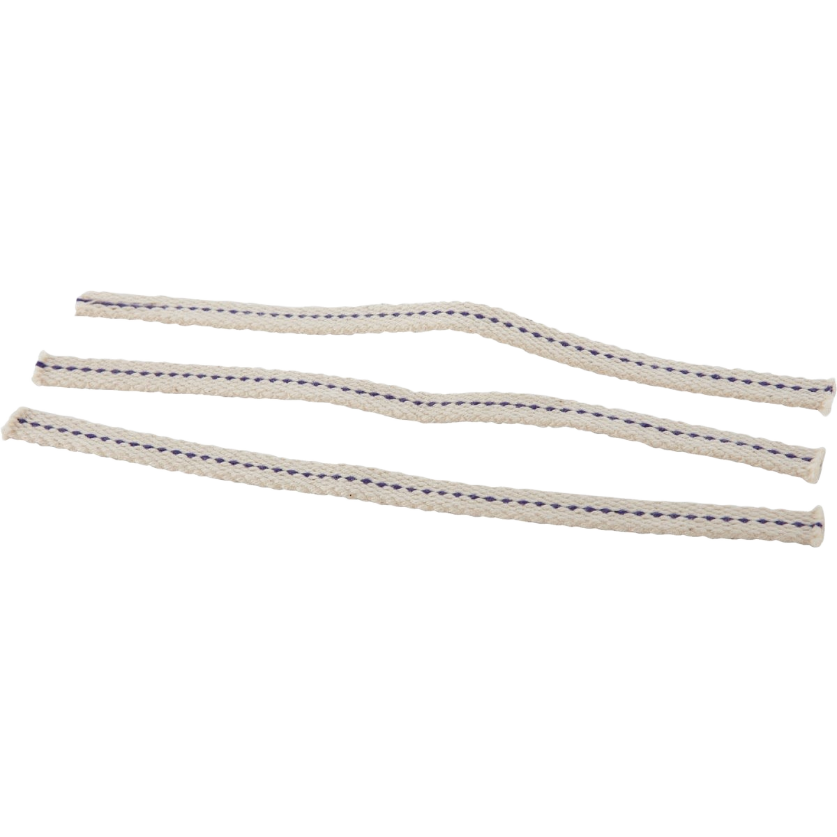 Three cotton flat lamp wicks with stitched edges for oil lamp use, part of lighting and lamp accessory collection under $50