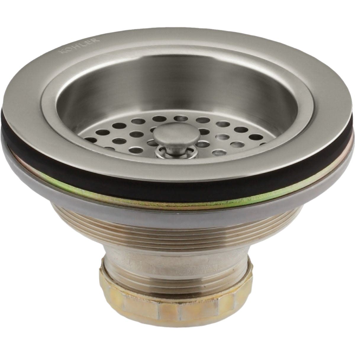 Brushed nickel sink drain and strainer with perforated strainer for kitchen sink home improvement tasks
