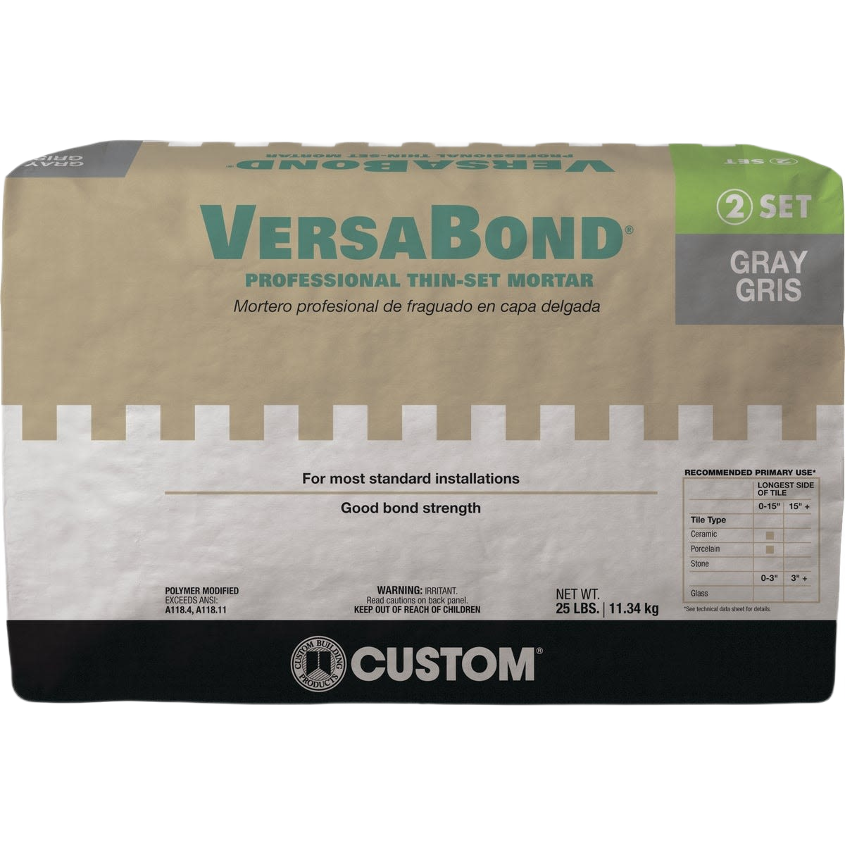 25 lb. bag of gray fortified thin-set mortar for tile installation with polymer-modified formula for home improvement use