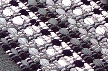 Close-up of woven rag rug in mixed shades of gray, white, and black from area rugs and flooring collections under $50