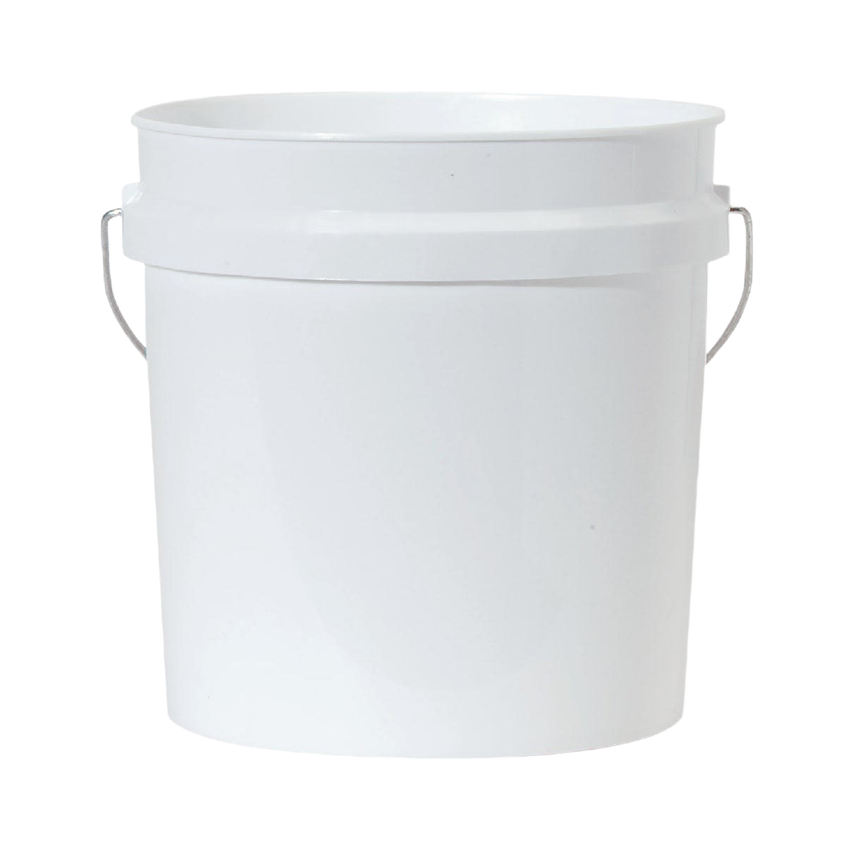 White sturdy plastic pail with metal handle for versatile cleaning and home improvement tasks under $50 category