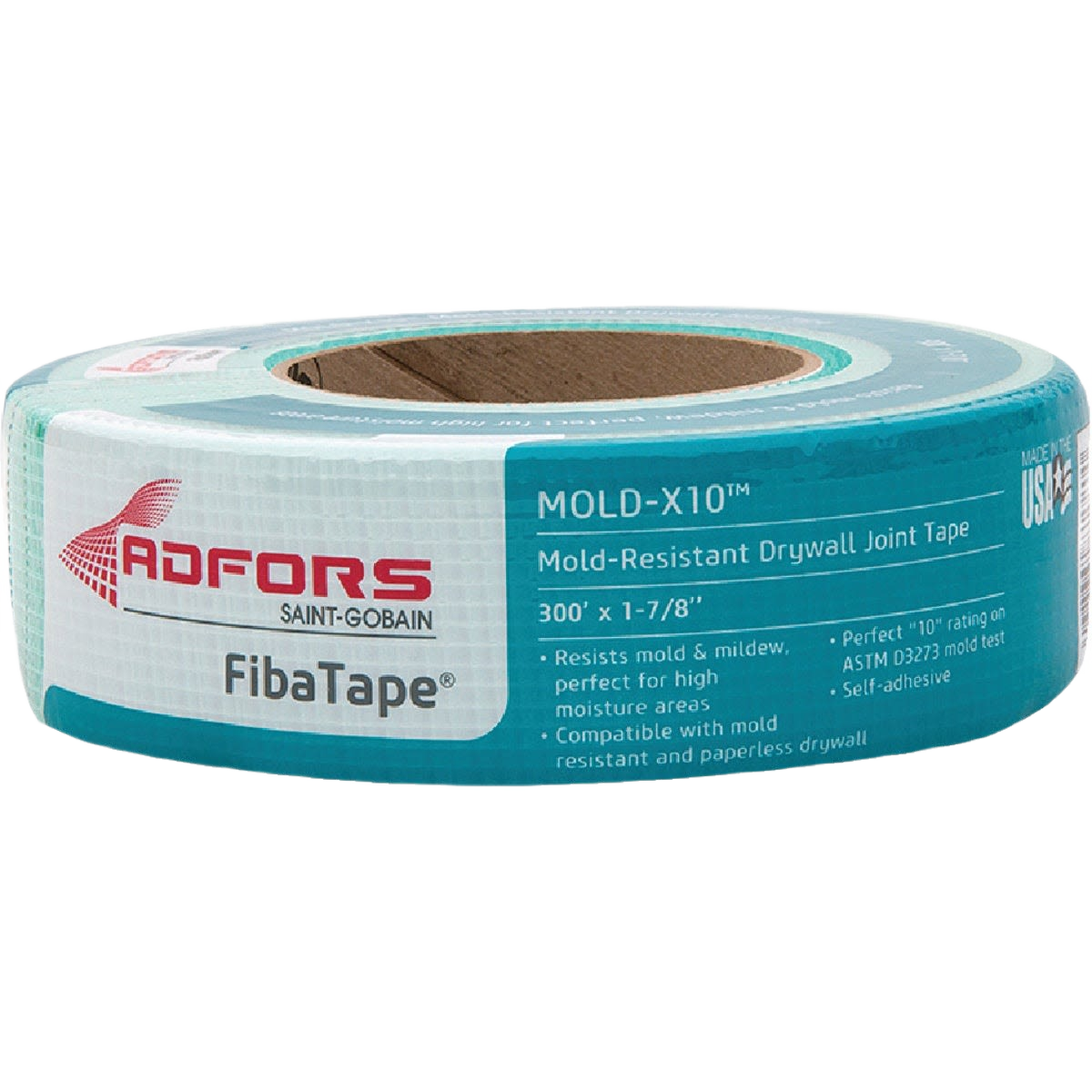 Roll of mold-resistant drywall joint tape with self-adhesive backing for home improvement and moisture-prone areas