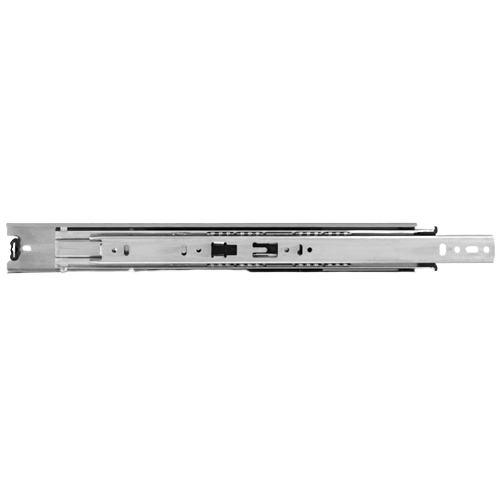 Full extension metal drawer slide in silver finish, part of cabinet and furniture hardware for home improvement projects under $50