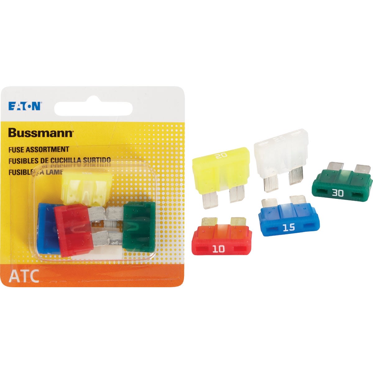 Assorted colored automotive blade fuses in a 5-pack with visible amperage ratings for home improvement use