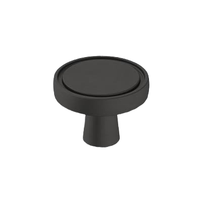 Matte black circular cabinet knob with simple mid-century design in Hardware and Cabinet & Furniture Hardware collection under $50