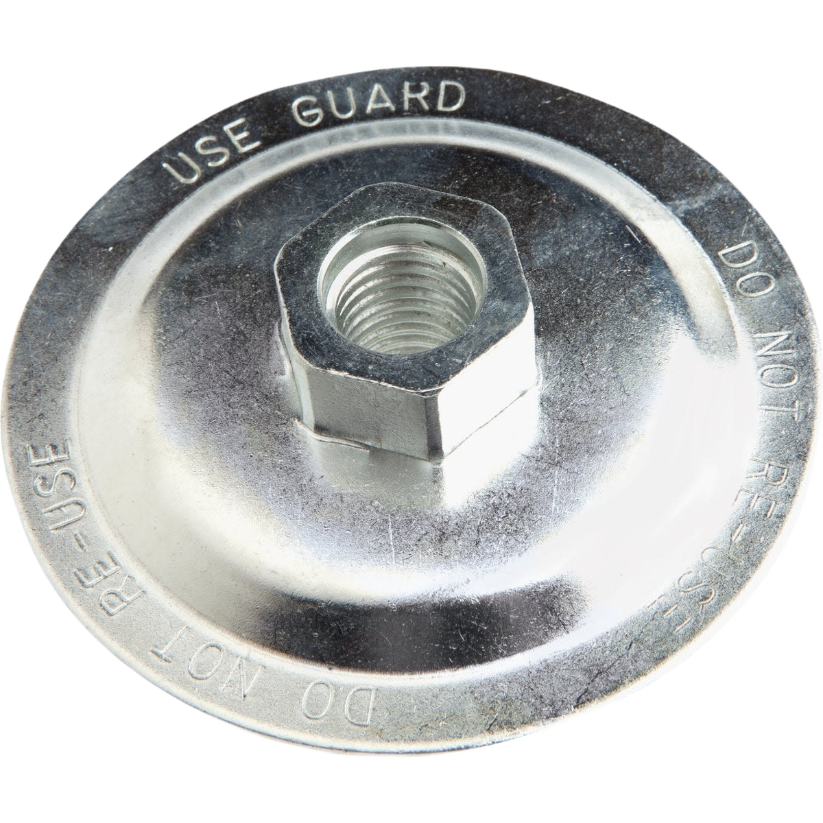 Metal back flange with central hex nut for securing large angle grinder wheels in power tool accessories collection