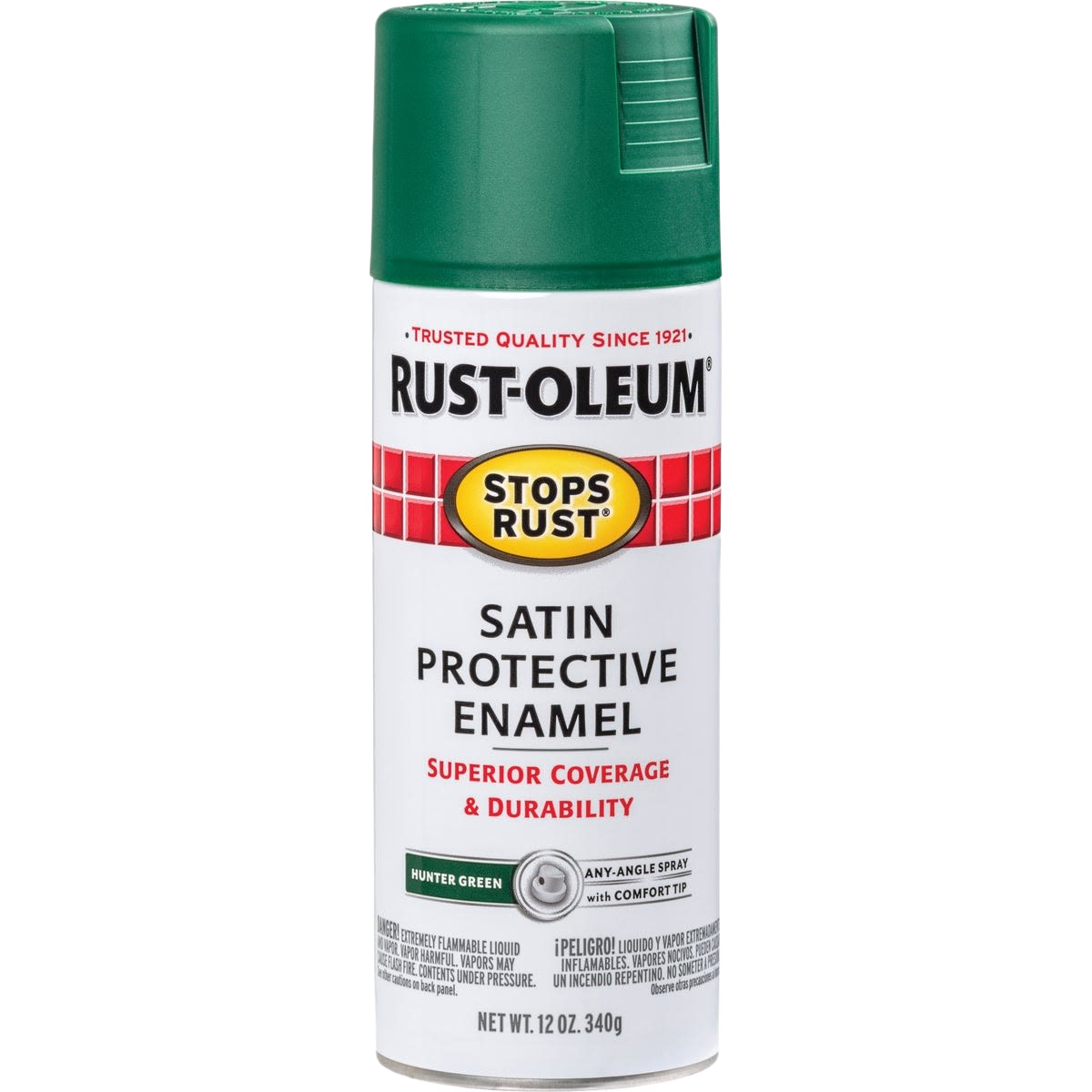 Rust-Oleum Hunter Green satin spray paint can for home improvement and protective enamel projects under $50