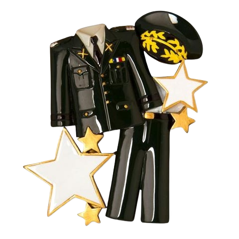 Glossy black army uniform ornament with gold stars and cap for Christmas Ornaments & Tree Decorations under $50 collection