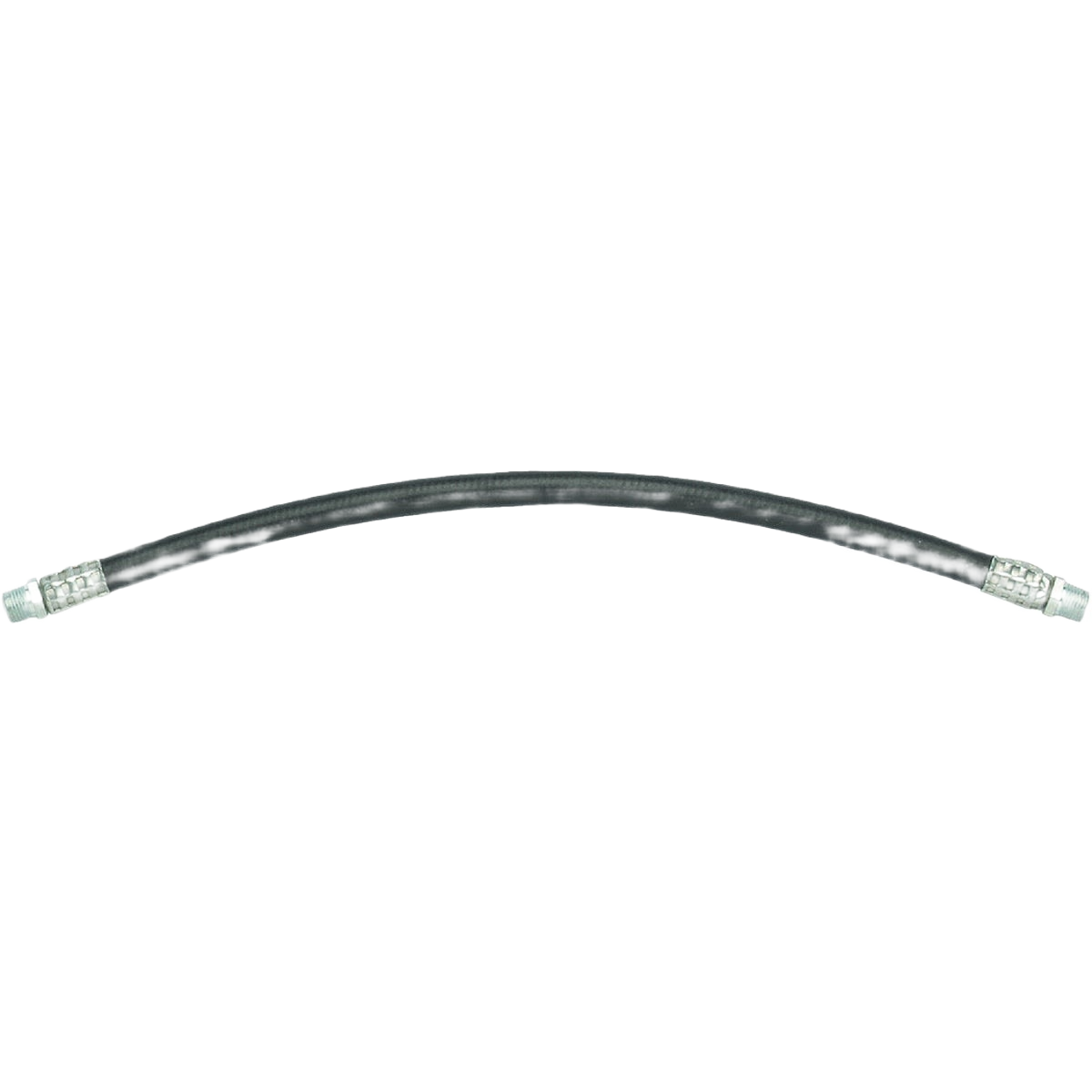Flexible grease hose with durable male fittings for use with hand-operated grease guns in automotive and lubrication supplies