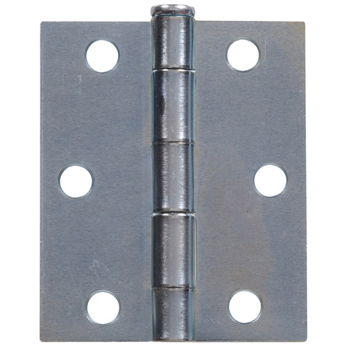 Zinc-plated storm and screen door hinge with six countersunk holes for hardware and home improvement projects