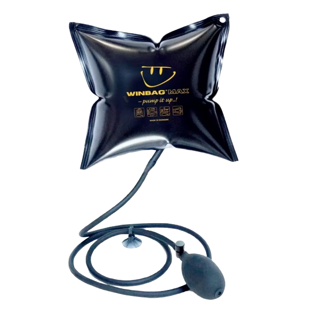 Black inflatable lifting tool with pump bulb, designed for precise leveling in woodworking and home improvement tasks under $50 collections
