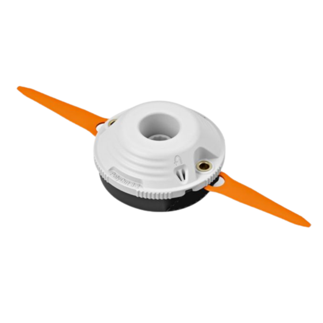 PolyCut mowing head with orange cutting blades for lawn maintenance in STIHL parts and tools collections
