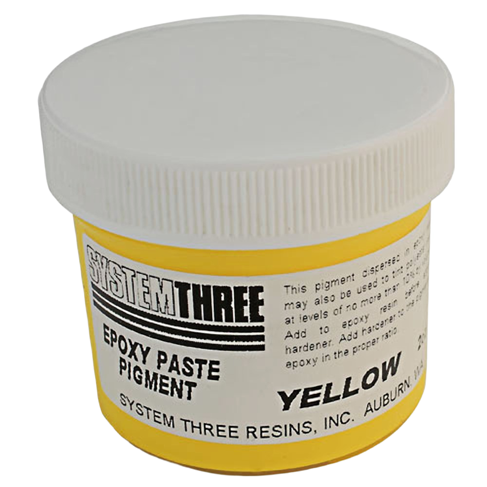 Yellow epoxy paste pigment jar for vibrant coloring in epoxy projects from Stains & Sealers collection