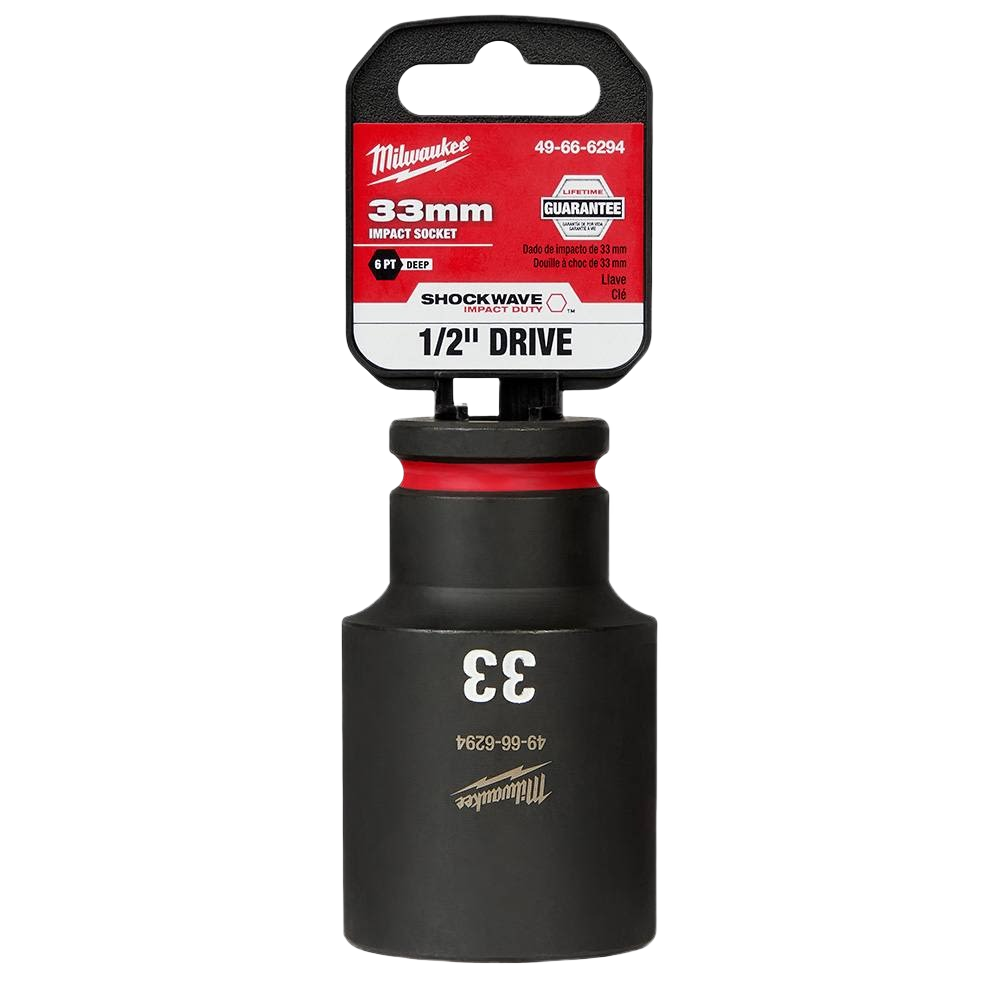 33-mm impact socket with 6-point design and 1/2" drive, part of Milwaukee hand tools under $50 collections