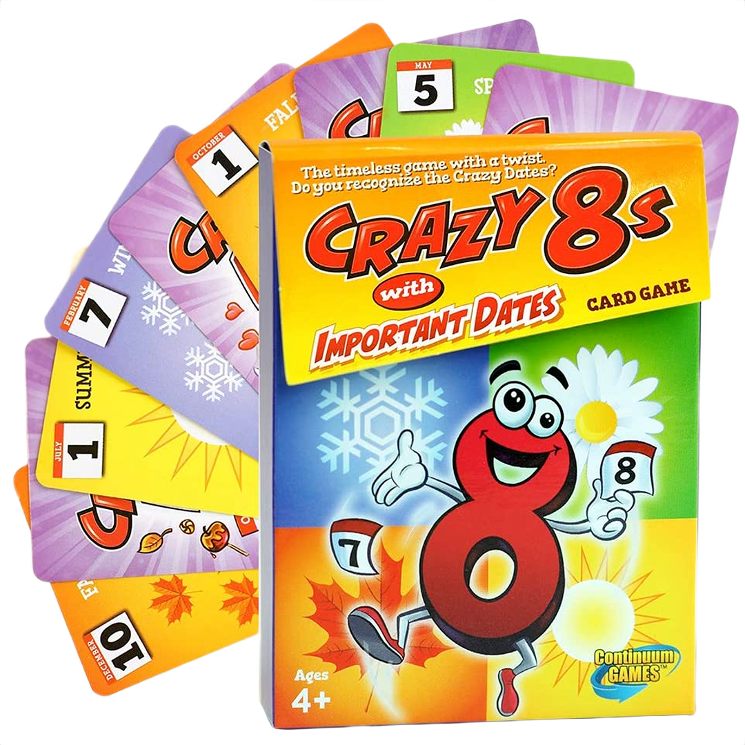 Colorful Crazy 8's card game with seasonal and important date themes in Toys & Games and Board Games collections under $50