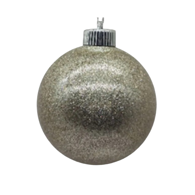 Silver glittered plastic Christmas ornament ball, part of holiday decor under $50 for festive tree decorations