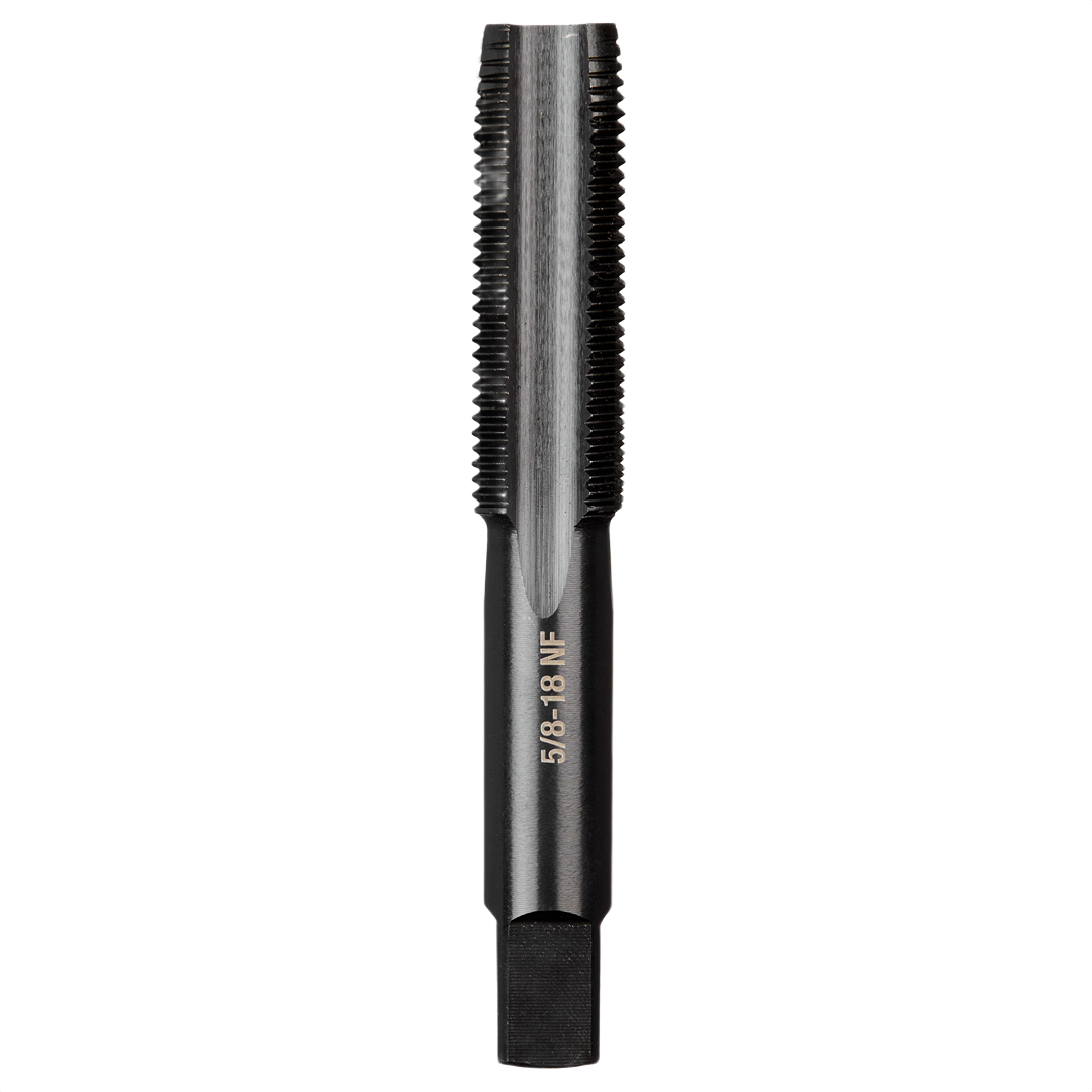 Black metal straight flute plug tap with laser-etched sizing for precise threading in power tool accessories under $50 collection