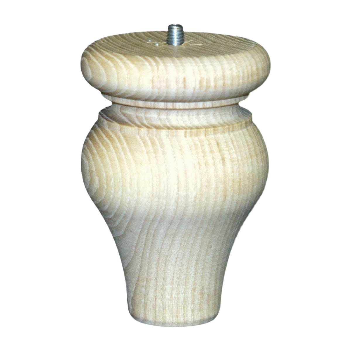 Unfinished tulip ash bun foot with threaded metal insert for furniture hardware and home improvement projects