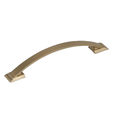 Golden champagne cabinet pull with curved design and square base, part of Furniture Accessories and Home Improvement collections