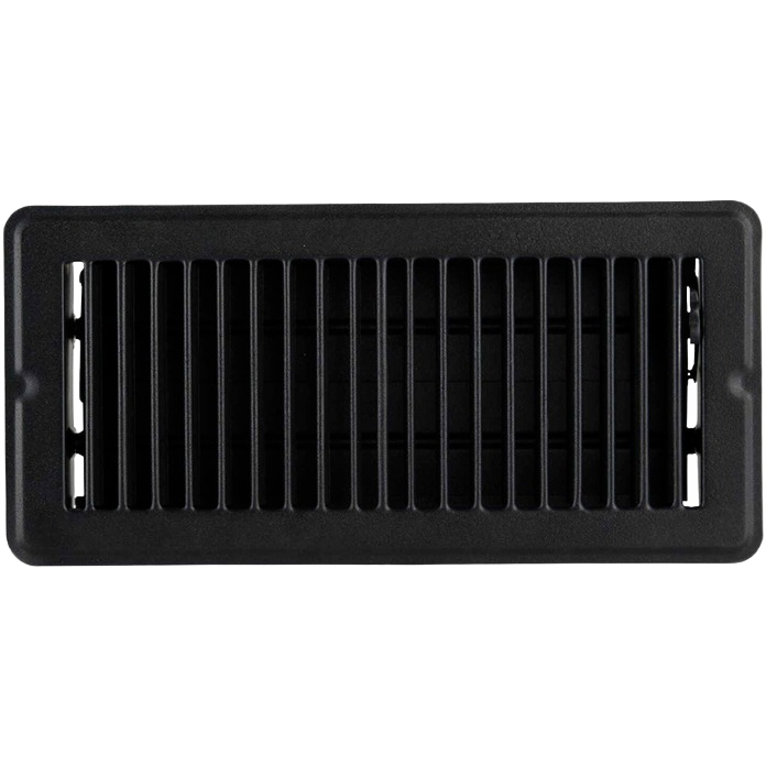 Matte black steel floor vent register with adjustable louvers for ventilation in home improvement projects
