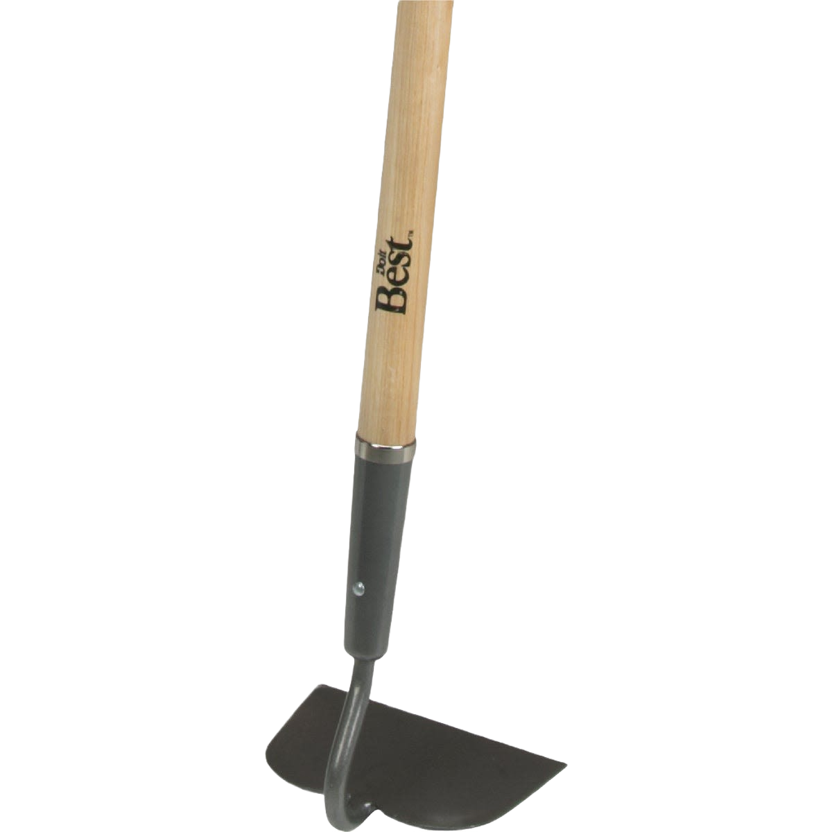 Garden hoe with 55-inch wooden handle and foam grip designed for durable home improvement and gardening tasks