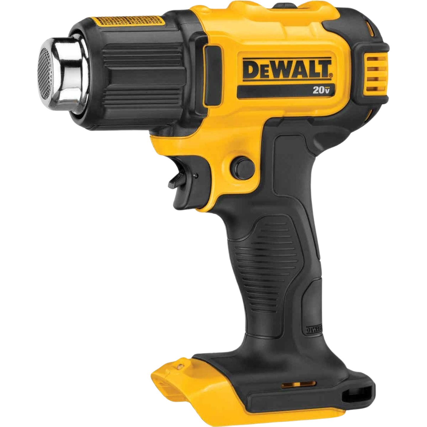 Compact cordless heat gun in yellow and black with ergonomic grip for versatile home improvement projects