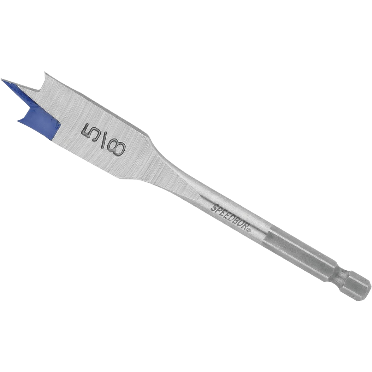Steel spade drill bit with blue groove tip for faster chip removal in power tool accessories under $50 home improvement