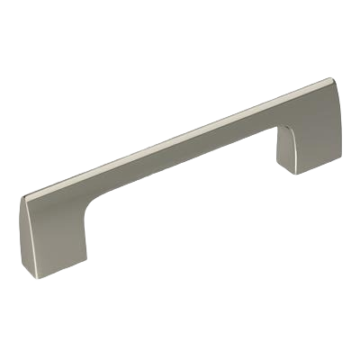 Polished nickel cabinet pull with clean lines and modern design for furniture and hardware accessories.