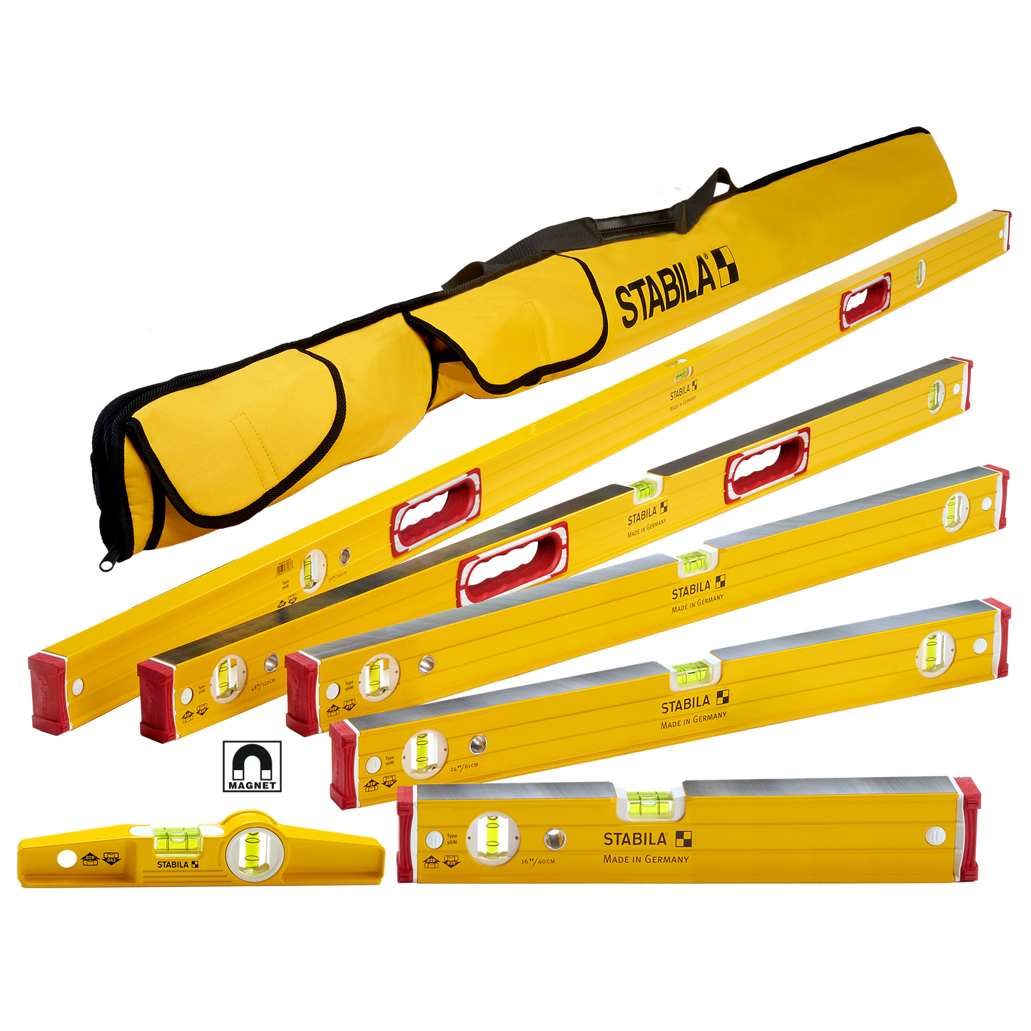 Stabila Type 96M 6-Pc. Magnetic Level Set w/Carrying Case