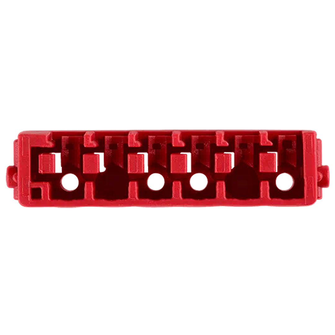 Red plastic insert tray for organizing and storing woodworking tool bits and accessories efficiently