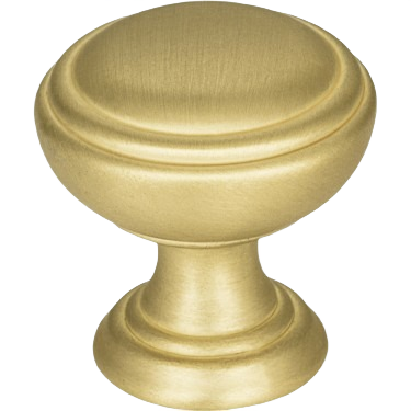 Brushed gold cabinet knob with rounded decorative design for home improvement and hardware use