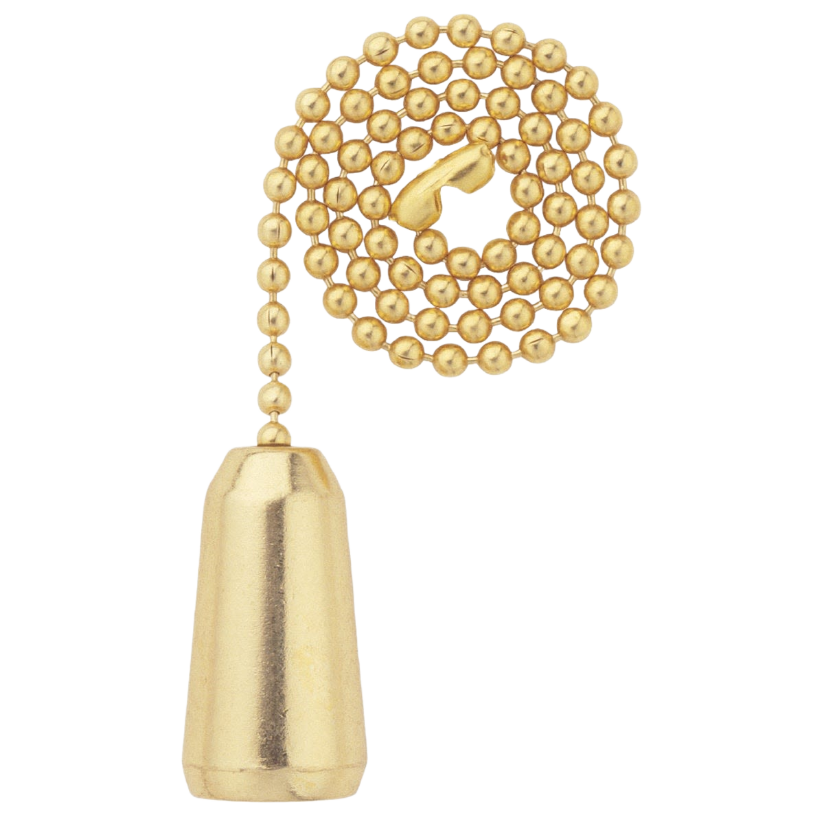 Coiled solid brass teardrop pull chain with smooth finish for home improvement applications