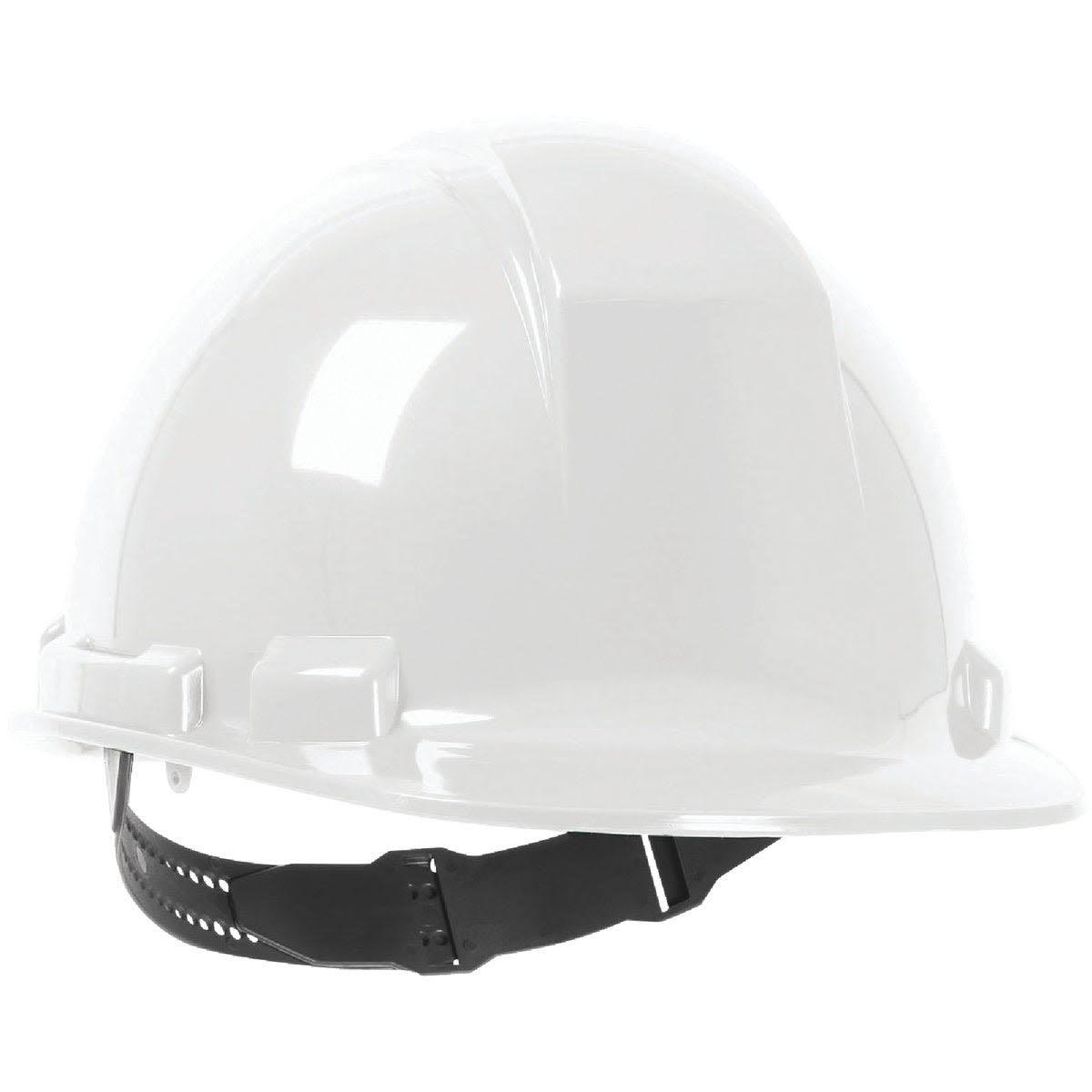 White adjustable hard hat with pinlock suspension for protective headgear in hardware and safety equipment collections