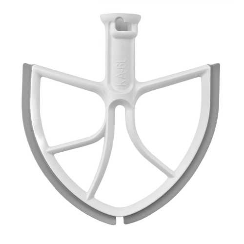 Gray two-blade mixer attachment with silicone edges for thorough mixing in small kitchen appliances collections under $100
