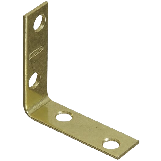 Brass steel corner brace with angled design and pre-drilled holes for sturdy support in building hardware projects under $50