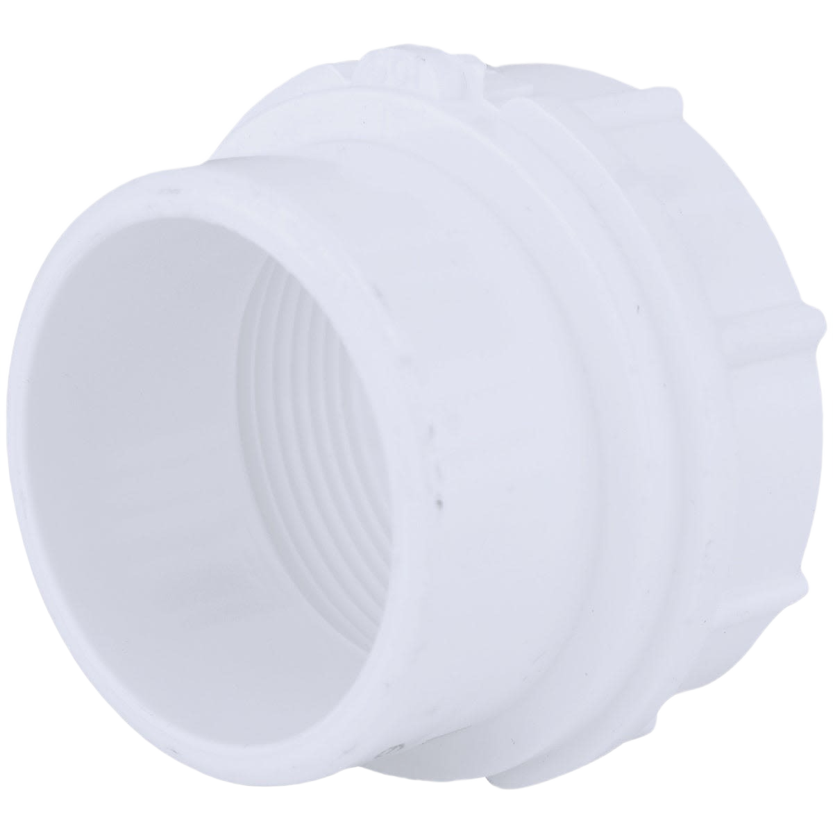 White Schedule 40 PVC pipe cleanout fitting with threaded female iron pipe connection for plumbing and pipes & fittings collections